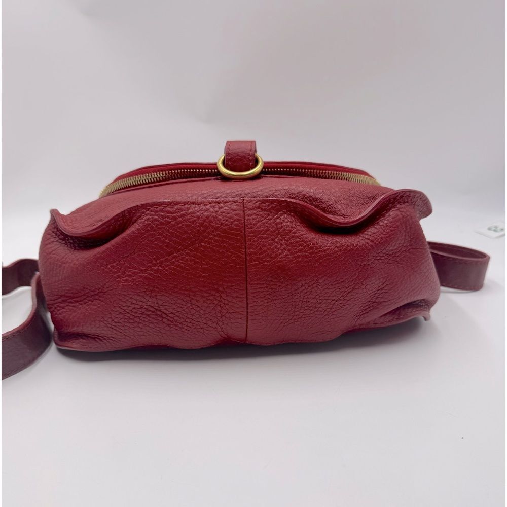 Chloe Marcie Scarlet Red Leather with Burgundy Crossbody Saddle Bag Auth - Picture 3 of 16